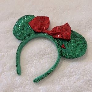 Christmas Sequin Minnie Mouse Ears Headband